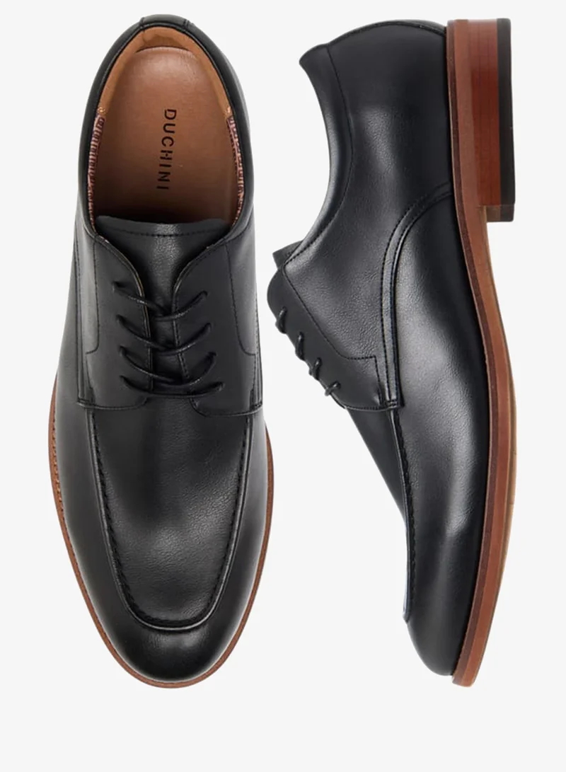 DUCHINI Mens Solid Derby Shoes With Lace-Up Closure