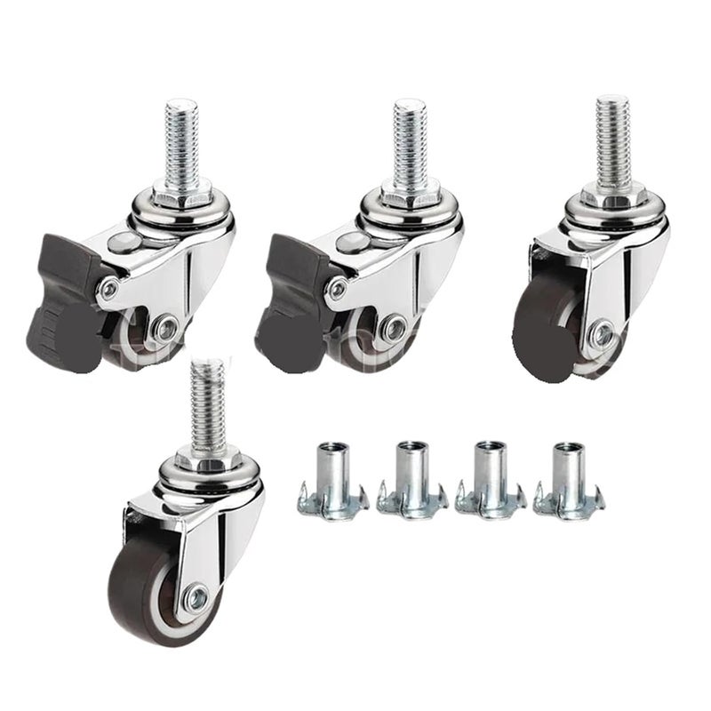AOKLEY 4Pcs 1 Inch TPE Mute Caster Wheels M8x20mm Type 2 Swivel Stem Replacement - Image 2