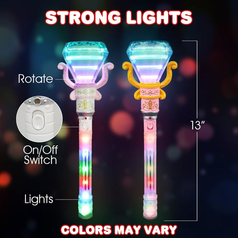 ArtCreativity Light Up Spinning Diamond Princess Wand for Kids - Fairy Wand with Spinning LEDs, Batteries Included - Light Up Wand for Girls and Boys, Perfect Pretend Play Toys - Image 2