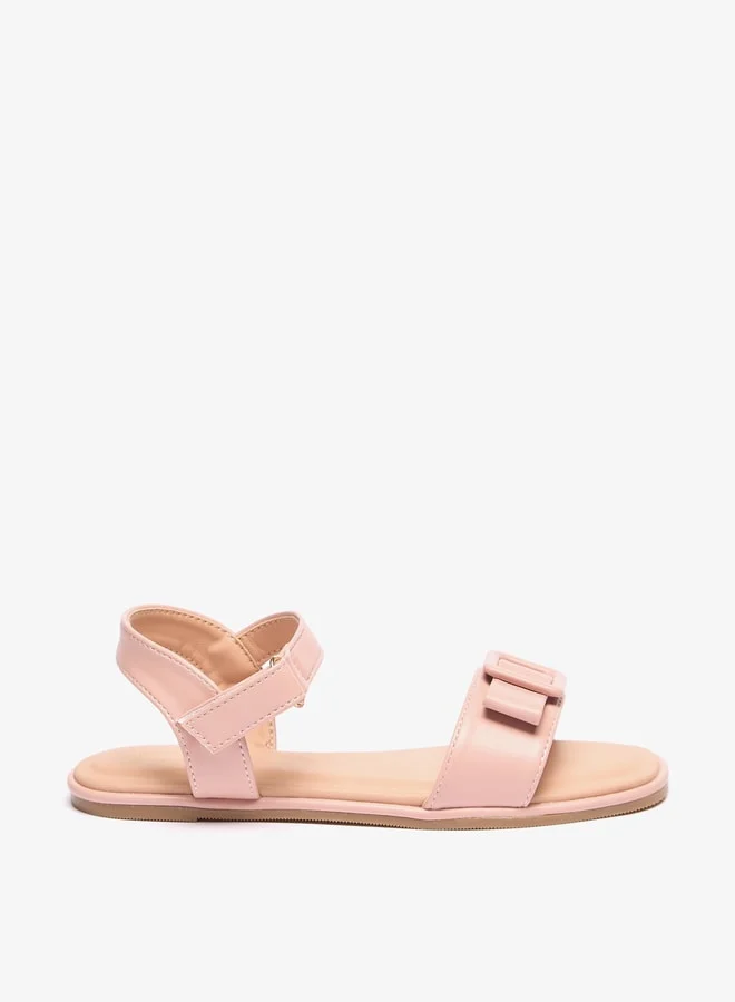 Flora Bella By Shoexpress Girls Buckle Accent Flat Sandals with Hook and Loop Closure