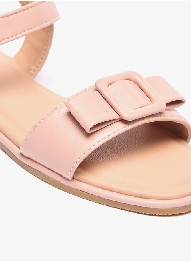 Flora Bella By Shoexpress Girls Buckle Accent Flat Sandals with Hook and Loop Closure  - Image 5