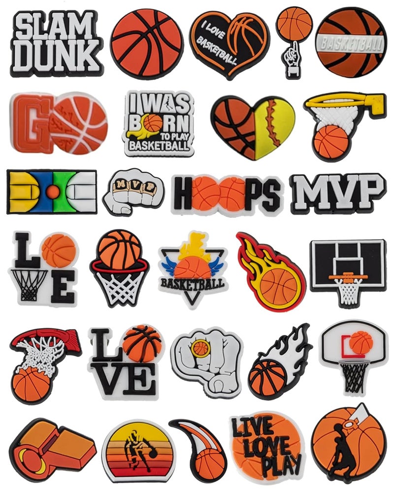 BOWNDY 28pcs Random Basketball Charms Fit for Clog Wristband Bracelet Decoration Sports Pins Accessories Charm for Men Women - Image 2