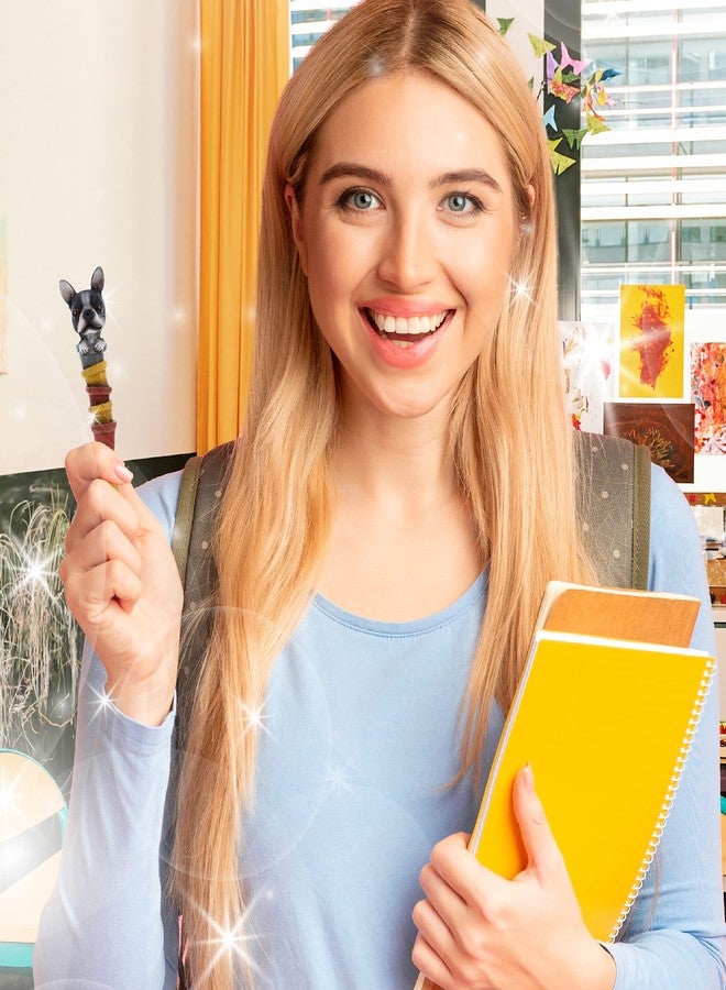 Planet Pens قلم بلانيت بينز بتصميم كلب مميز - قلم حبر جاف لطيف ومرح وفريد من نوعه، مناسب للأطفال والكبار، أداة كتابة ملونة على شكل كلب للمدرسة والمكتب - فرينشي - Image 4