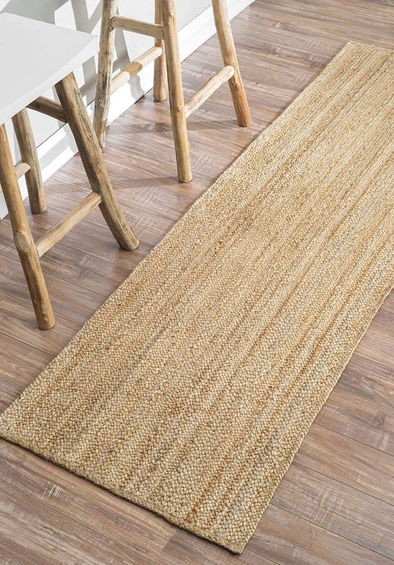 AROMICK Jute Cotton Braided Reversible RugCarpetMat for for Bedroom Living Room Kitchen Entryway 2x6 Feet Jute  - Image 1