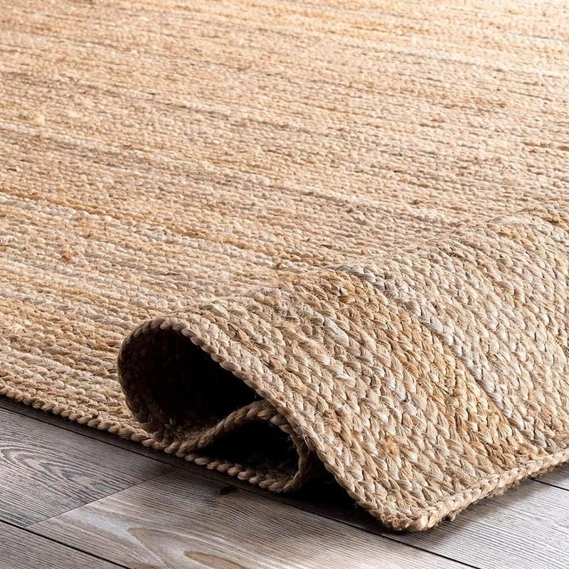 AROMICK Jute Cotton Braided Reversible RugCarpetMat for for Bedroom Living Room Kitchen Entryway 2x6 Feet Jute  - Image 3