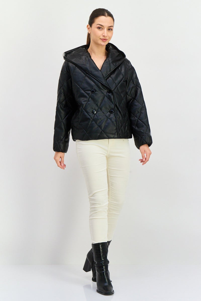 4th & Reckless Women Hooded Quilted Jacket, Black - Image 4