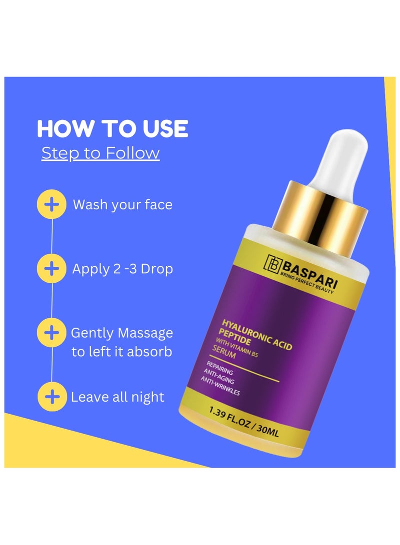 Baspari Hyaluronic Acid with Peptid Serum- Hydrating Serum to Plump and Smooth Skin for All Skin Types,30ml - Image 2