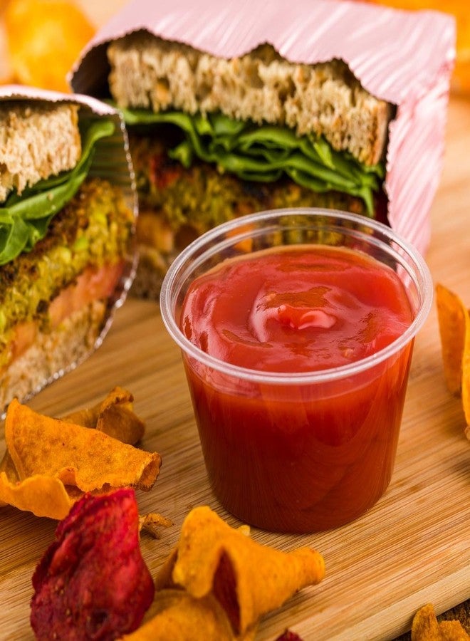 Restaurantware Basic Nature 3 Ounce Sauce Cups 100 Condiment Cups - Lids Sold Separately Disposable Clear PLA Plastic Portion Cups For Samples Sauces Or Toppings - Image 3