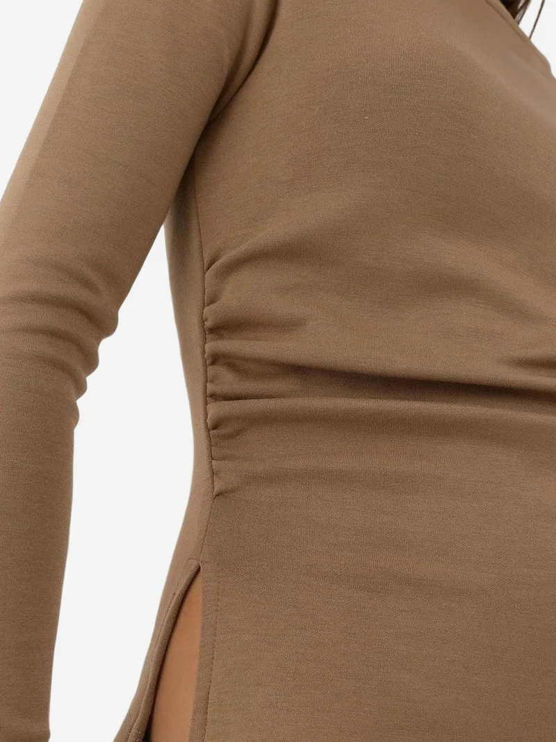 HICCUP Natural Ruched Long Sleeve Top for Women | Best Price UAE
