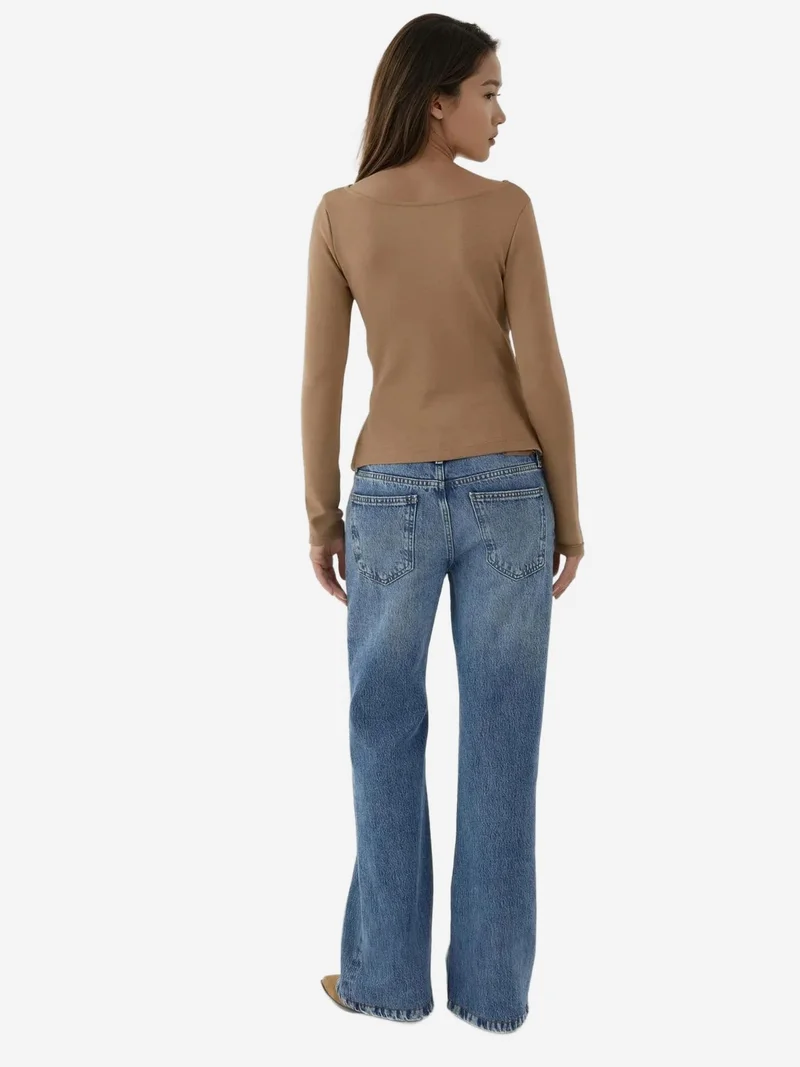 HICCUP Natural Ruched Long Sleeve Top for Women | Best Price UAE