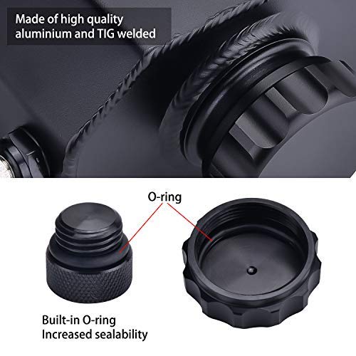 SPEEDWOW coolant overflow tank, Aluminum radiator overflow tank with Teflon tape & O-ring Gasket, 1 L Universal Reservoir Expansion Tank (BLACK) - Image 2