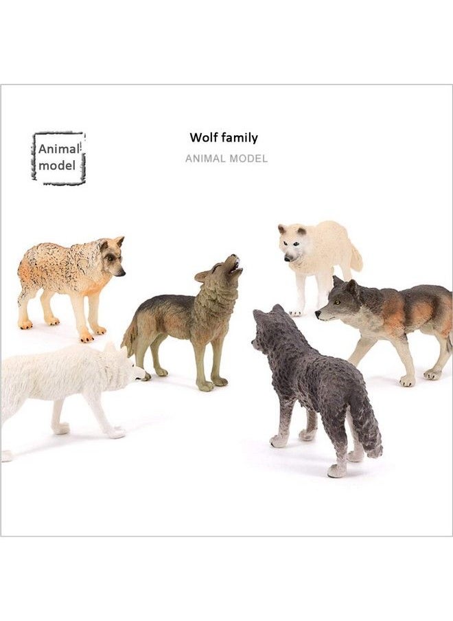 Generic - Wolf Figure Toy Forest Animal Wolf Figure, Realistic Arctic Wolf Animal Set Toy, Birthday Gift Party Cake Decorating Supplies, 6 Pack Wolf Figures - Image 1