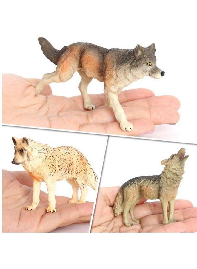 Generic - Wolf Figure Toy Forest Animal Wolf Figure, Realistic Arctic Wolf Animal Set Toy, Birthday Gift Party Cake Decorating Supplies, 6 Pack Wolf Figures - Image 1