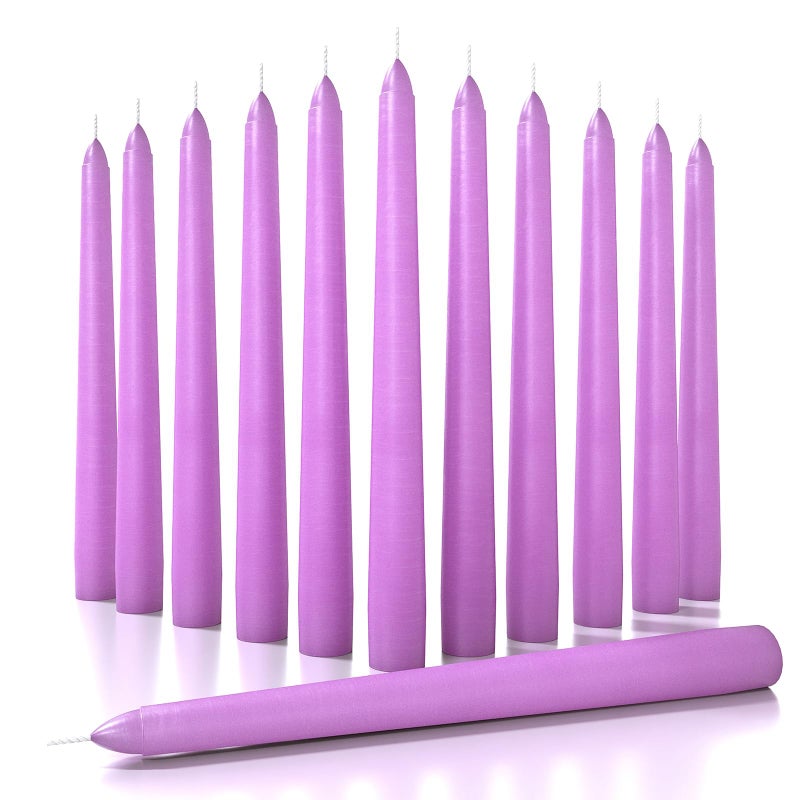 CANDWAX 8 inch Taper Candles Set of 12  Dinner Candles Dripless  Tall Candles Long Burning Perfect for Dinner Party or Wedding Candles Decor  Lilac Candles