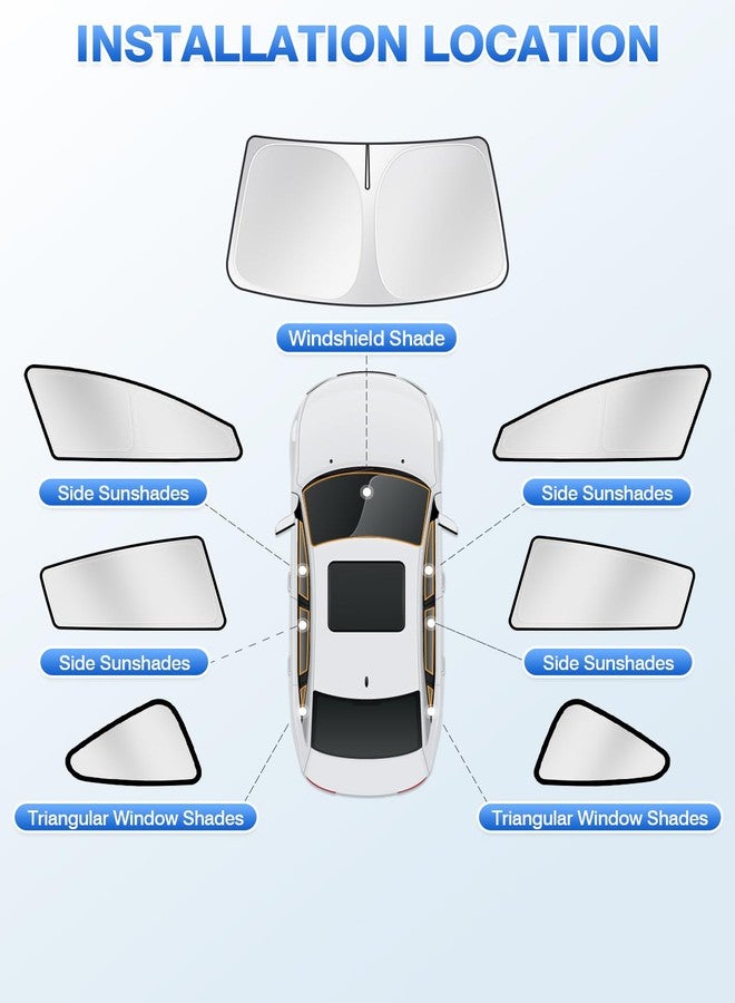 Canvcle Sunshades for Tesla Model 3 2016-2025 Accessories Windshield Sun Shade Side Rear Window Shade Cover Sun Visor Shield Privacy Protection Keep Vehicle Cool 7PCS - Image 5