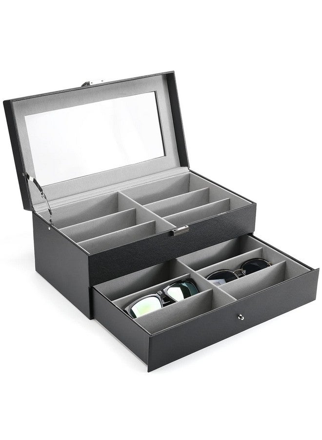 Procase Sunglass Organizer For Men 12 Slots Multiple Glasses Organizer Multi Leather Eyeglass Eyewear Display Case Black - Image 1