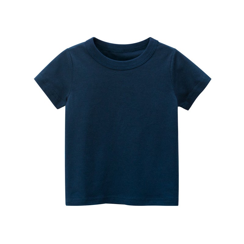 Children's Clothing Summer Children's Short Sleeve T-shirt Advertising Shirt Solid Color No Pattern Children's Clothes