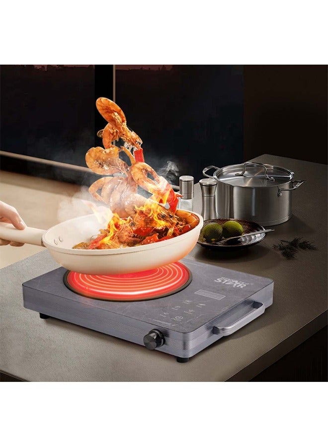 WINNINGSTAR Induction Stove, Single Infrared Cooker Energy Saving, Touch Control， 2000-Watt Burner with Adjustable Temperature，Multi Functions Include Fried, BBQ, Soup, Hot-pot,Timer - Image 3