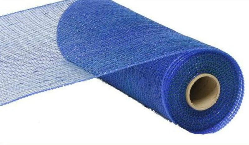 10 inches x 10 yards 30 feet Deco Poly Mesh Ribbon  Metallic Peacock Blue with Royal Blue Foil