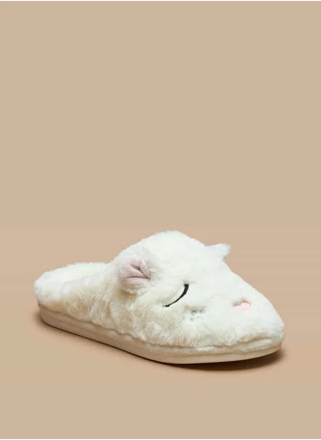 Le Confort Women Faux Fur Textured Bedroom Mules