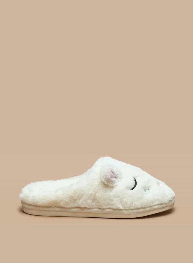 Le Confort Women Faux Fur Textured Bedroom Mules