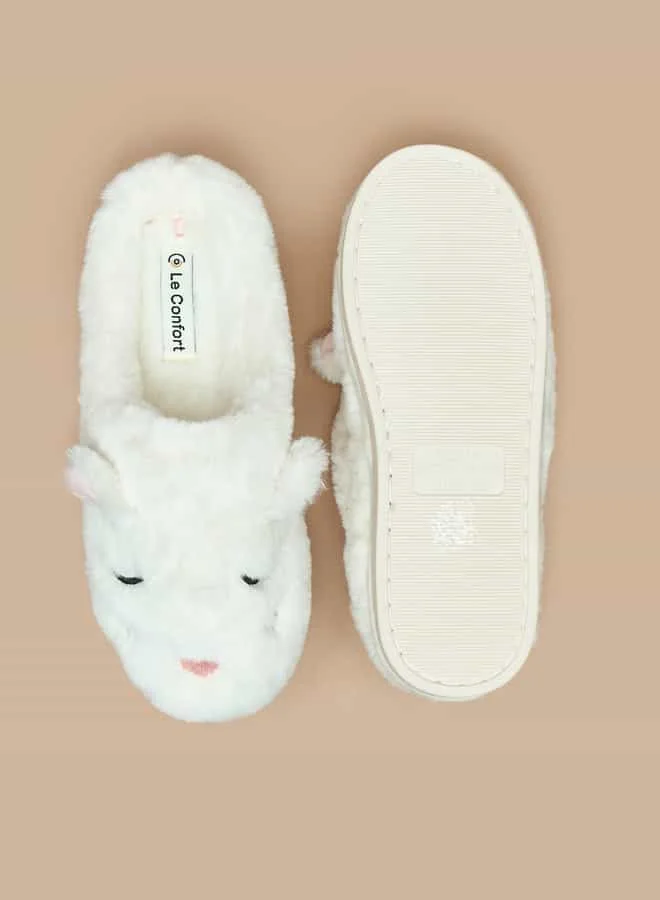 Le Confort Women Faux Fur Textured Bedroom Mules