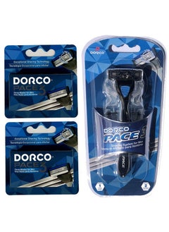 DORCO Dorco Pace 3 - Three Razor Blade Shaving System- Value Pack (10 Cartridges + 1 Handle)  - Image 1