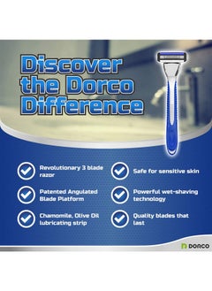 DORCO Dorco Pace 3 - Three Razor Blade Shaving System- Value Pack (10 Cartridges + 1 Handle)  - Image 5