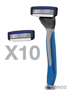 DORCO Dorco Pace 3 - Three Razor Blade Shaving System- Value Pack (10 Cartridges + 1 Handle)  - Image 2