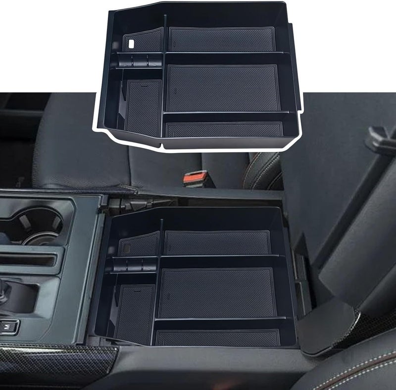 Zxiaochun Carefully engineered build Center Console Organizer Compatible with 2021 2022 2023 2024 Ford F150 Interior Accessories, Armrest Box Insert Storage Tray (Full Console w/Bucket Seats ONLY) Black Trim Affordable purchase options - Image 1
