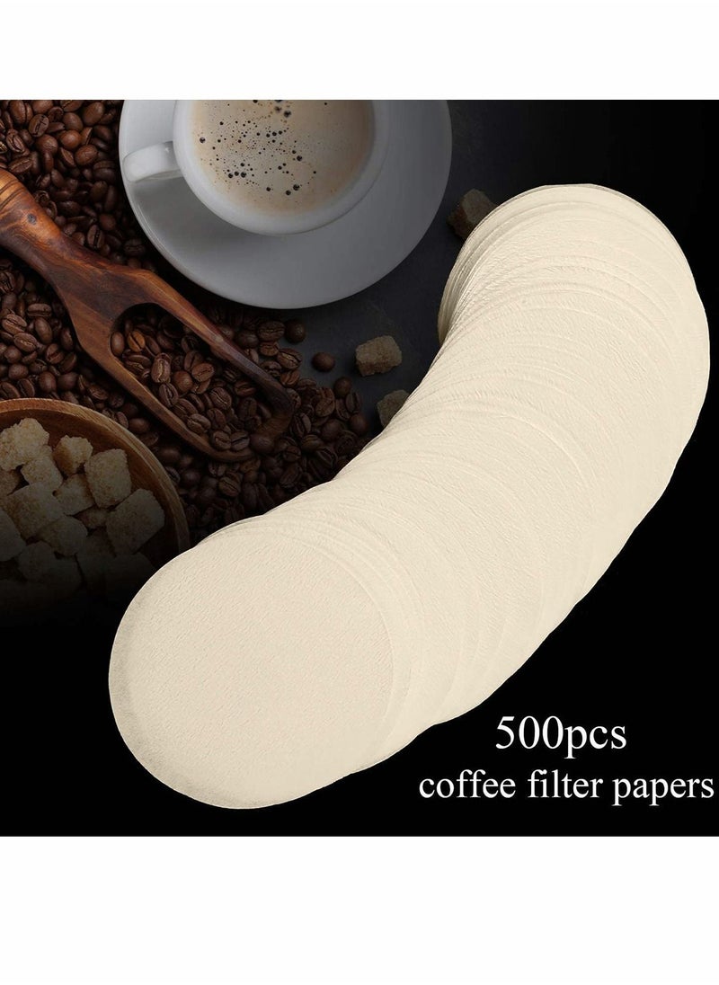 Excefore - 500 Pieces Replacement Paper Filters Paper Coffee Filter Round Natural Unbleached Paper Compatible with Coffee and Espresso Makers, Filter the Coffee Grounds More Thoroughly - Image 1