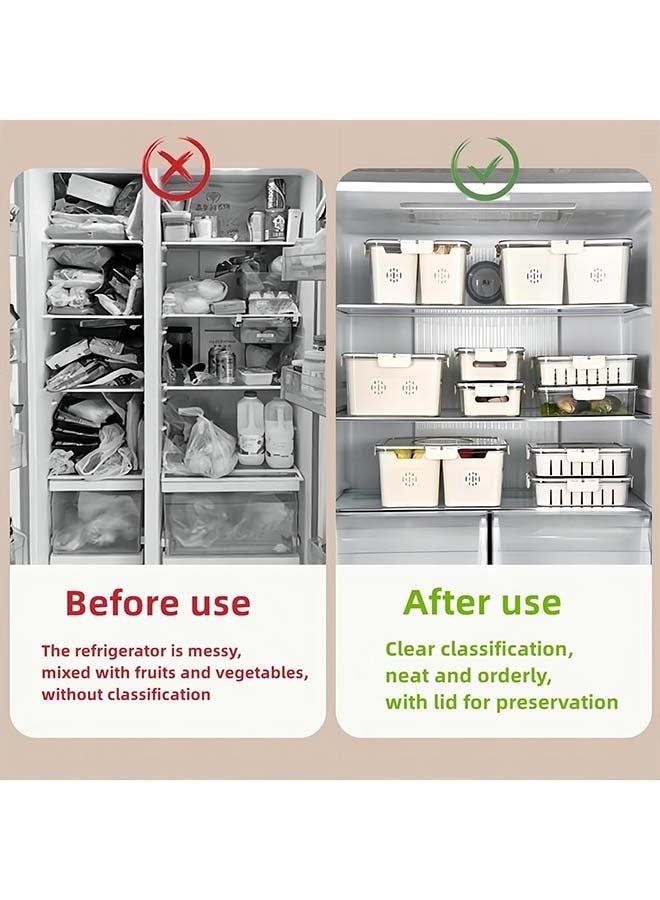 Sakulight Fruit Storage Containers for Fridge with Lids, Handle and 4 Removable Colanders, Portable Refrigerator Fruit Organizer Bins, BPA-Free Fresh Produce Saver & Food Box for Food, Vegetable, Egg Storage - Image 4
