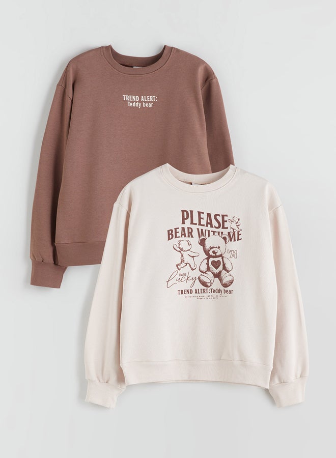 ال سي وايكيكي طقم من قطعتين سويتر بناتي بياقة دائرية - Image 1