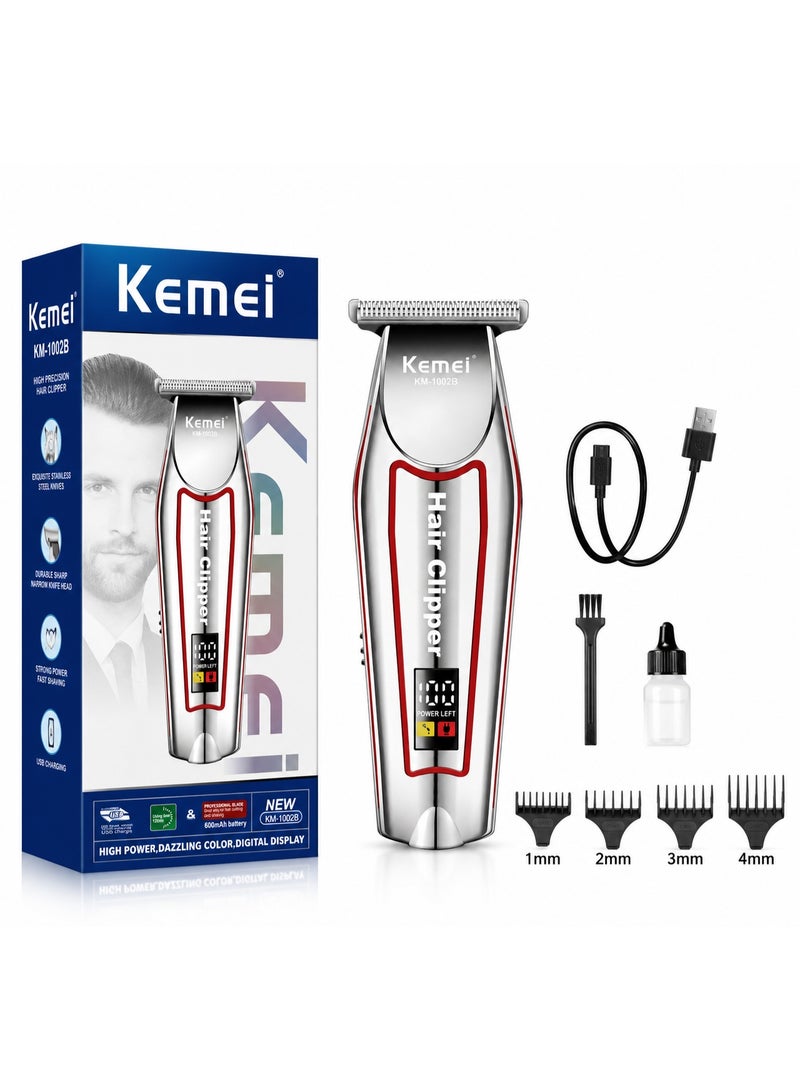 kemei trimmer Kemei Professional Hair Trimmer with LCD Display, USB Rechargeable Hair Styling Kit with 3 Cutting Guides, Black - Image 2