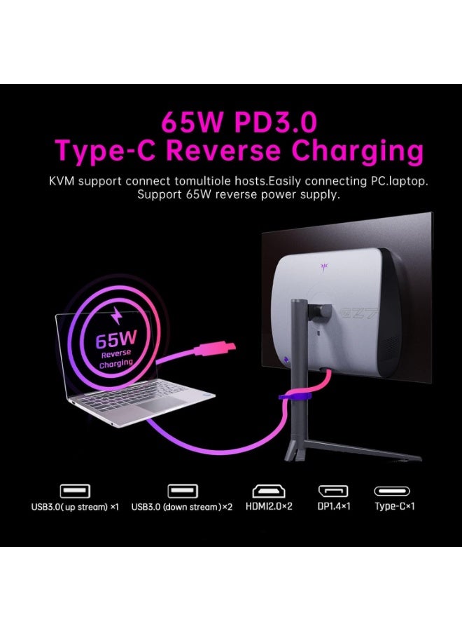 KTC 27 Inch G27P6 OLED Gaming Monitor - 240hz 0.03ms GTG, QHD(2560 * 1440P), Type-C 65WDP1.4HDMI2.0\USB-C 3.0, Built-in Speakers, 1.5M:1 Contrast Ratio, 136% sRGB, Vesa, PC Monitor for Gaming Movie Office - Image 3