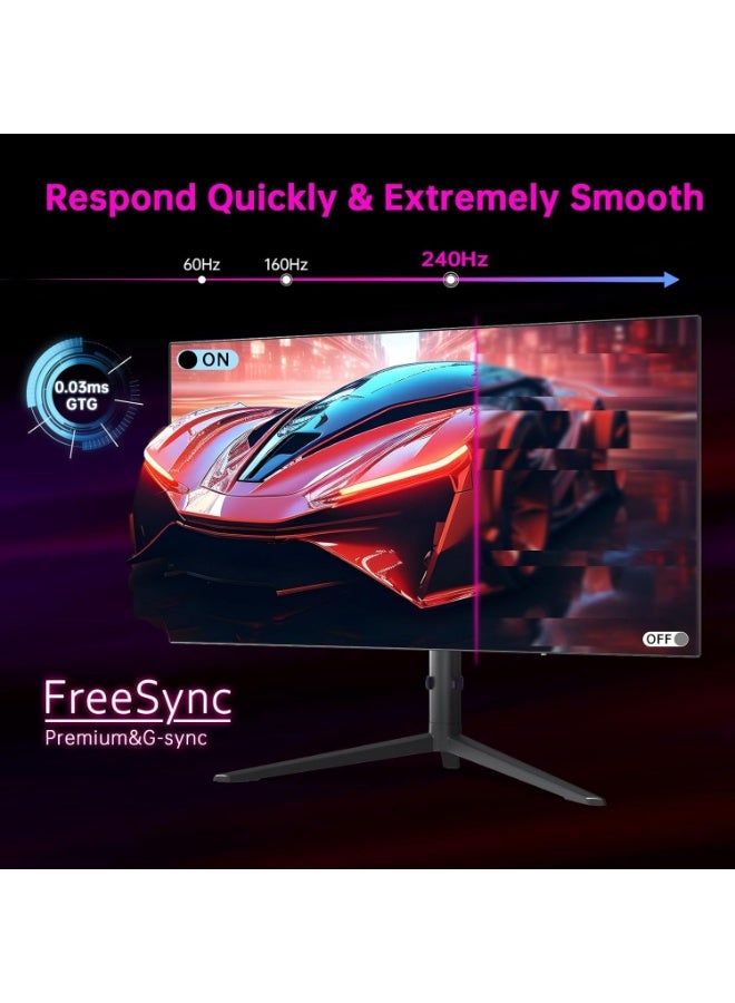 KTC 27 Inch G27P6 OLED Gaming Monitor - 240hz 0.03ms GTG, QHD(2560 * 1440P), Type-C 65WDP1.4HDMI2.0\USB-C 3.0, Built-in Speakers, 1.5M:1 Contrast Ratio, 136% sRGB, Vesa, PC Monitor for Gaming Movie Office - Image 2
