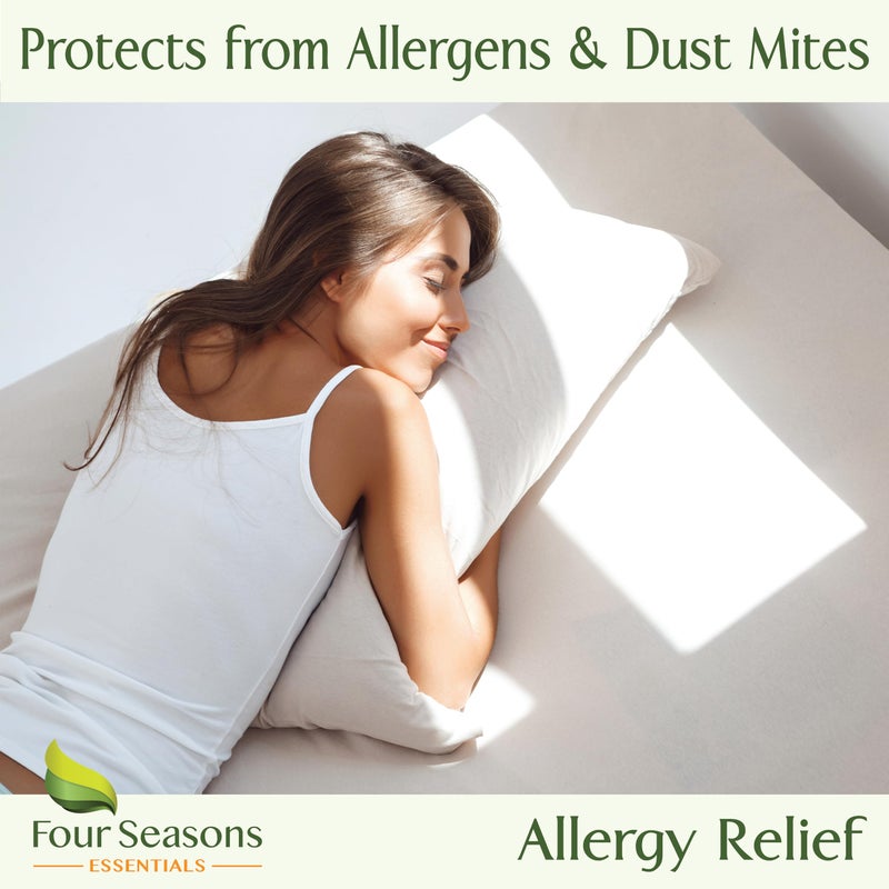 Four Seasons Essentials King Size Waterproof Pillow Protectors (Set of 2) - Natural Viscose derived from Bamboo Pillow Covers - Hypoallergenic Dust Proof Zippered Encasements for 20" x 36" Pillows - Image 3