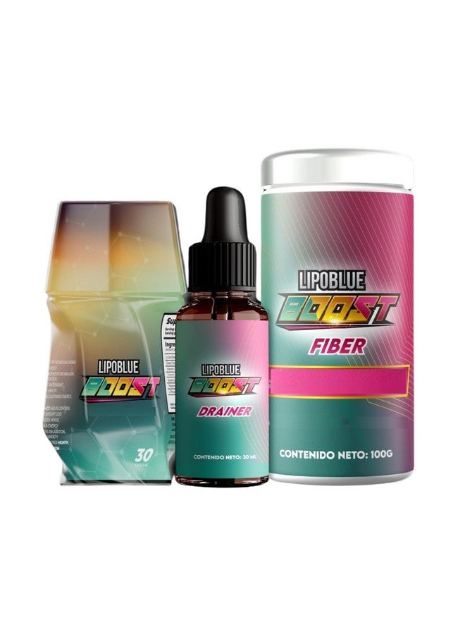 Fiber and Drainer Bundle, Natural Supplement for Wellness Support - Complete Kit - LIPOBLUE Boost