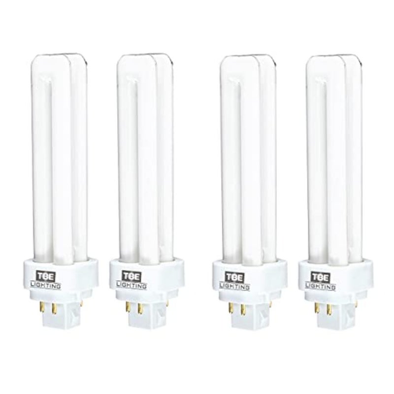 18w G24Q-2 4-Pin CFL Lamp - Pack of 4 Units - Cool White 4000K, 1250 Lumen/Double Turn CFL Compact Fluorescent Light - Image 1