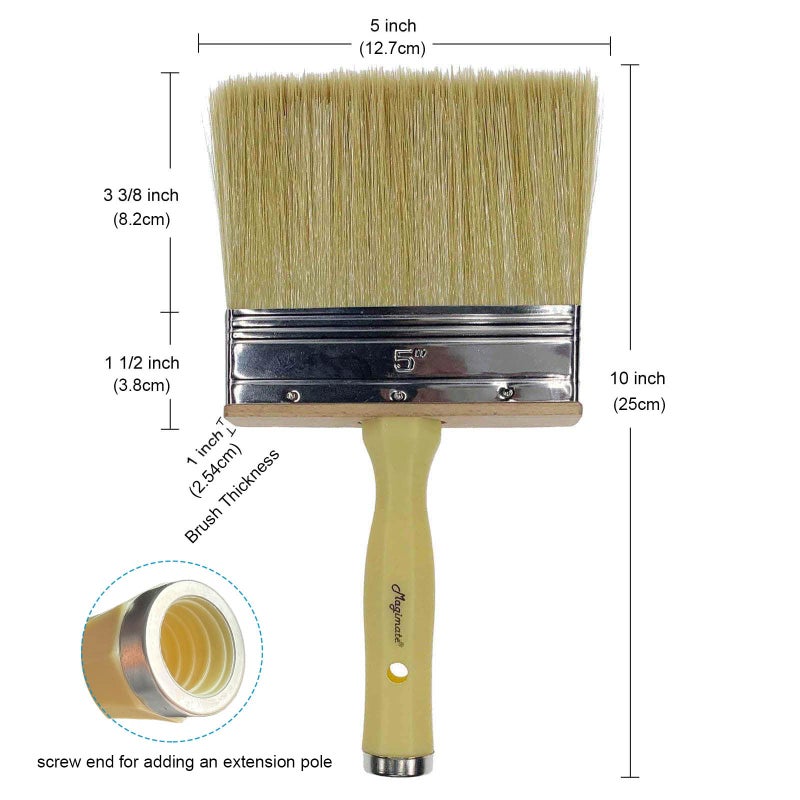 Magimate Deck Brush for Applying Stain, 5-inch Paint Brush, Medium Size for Quick Decking, Fence, Walls and Furniture Paint Application, Handle Threaded for Extension Use, Multicolor - Image 4