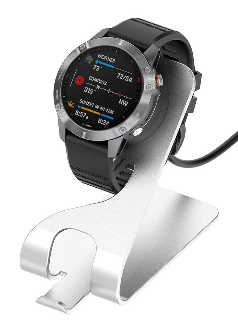 Y&D Charger Stand Dock Compatible with for Garmin Fenix 5 5S 5X Plus 6 6S 6X Pro 7 7S 7X, Forerunner 45 45S 245 Music, Vivoactive 3 4 4S, Approach S40 S60 S12, Venu Sq 2 2S (Silver)  - Image 1
