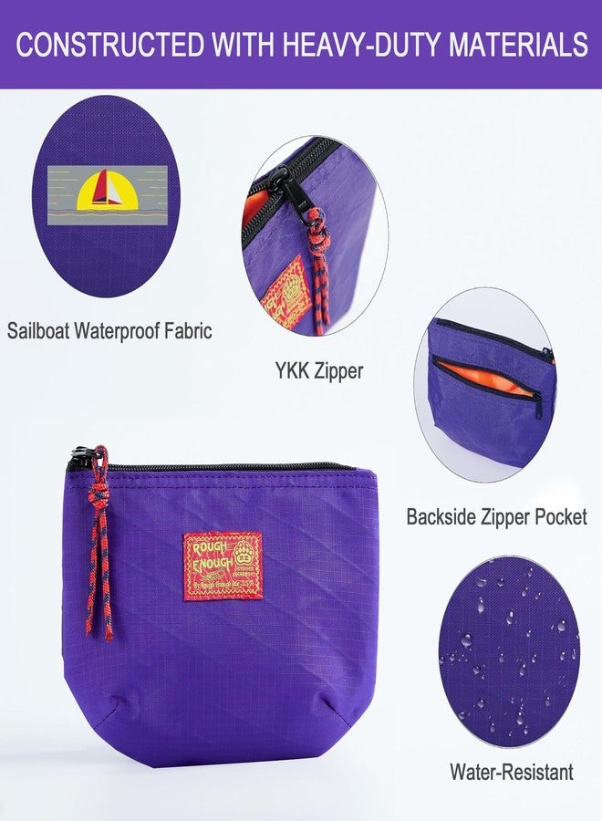 RE ROUGH ENOUGH Rough Enough Small Cosmetic Bag for Purse Travel Makeup Bag for Women Girls with Zipper Toiletry Pouch Case Organizer Essentials Accessories Purple - Image 5