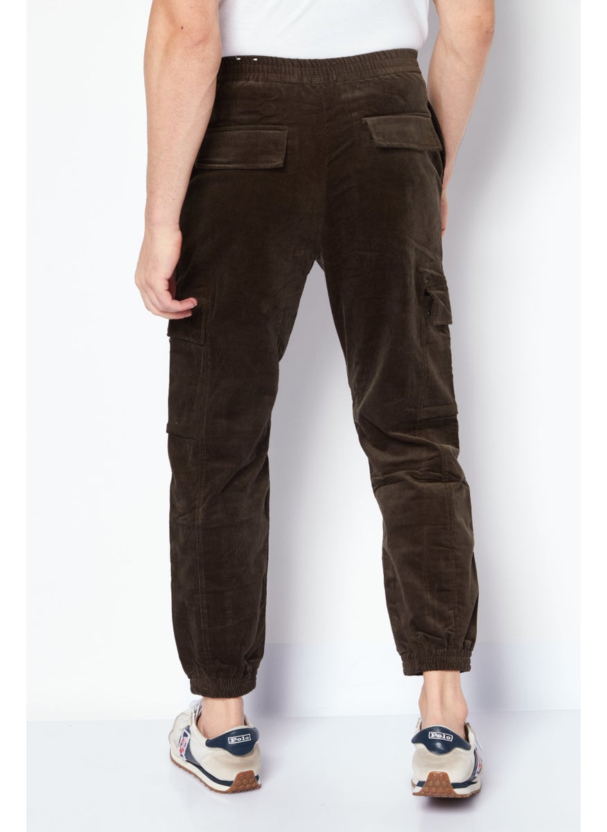 Selected Homme Men Tapered Fit Textured Drawstring Cargo Pants, Khaki Green  - Image 4