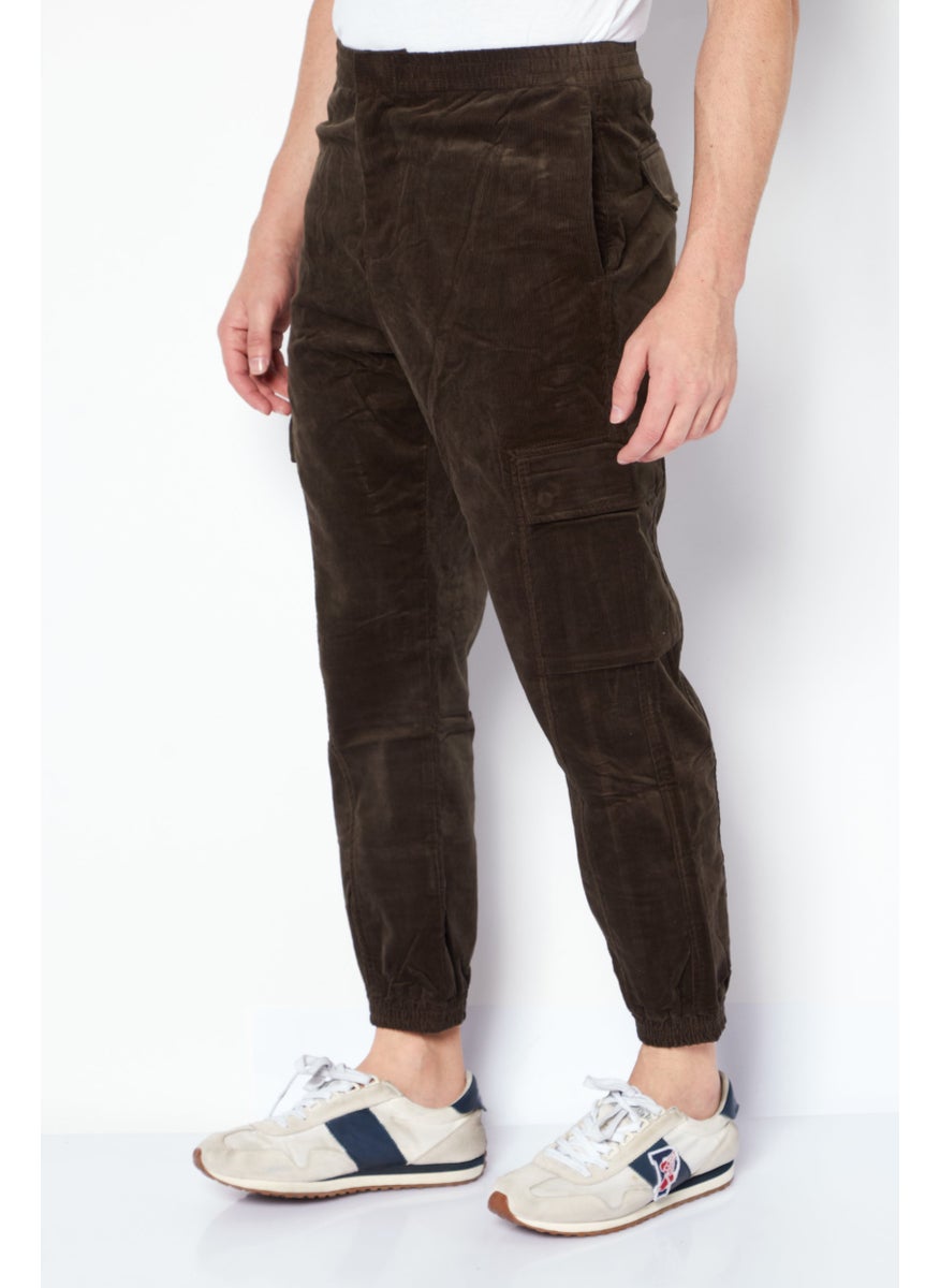 Selected Homme Men Tapered Fit Textured Drawstring Cargo Pants, Khaki Green  - Image 3
