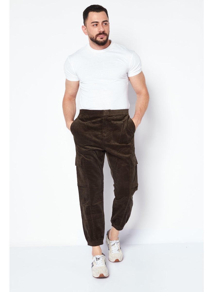Selected Homme Men Tapered Fit Textured Drawstring Cargo Pants, Khaki Green  - Image 2