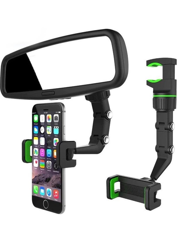 Hiqonic - Adjustable Car Rearview Mirror Phone Holder Multi-Function Navigation Acrobat Vehicle Desk Holder - Image 1