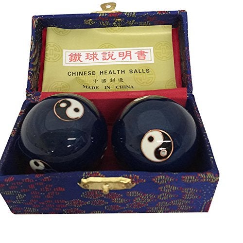 THY COLLECTIBLES THY ARTS Baoding Balls Chinese Health Massage Exercise Stress Balls Blue Yinyang 3