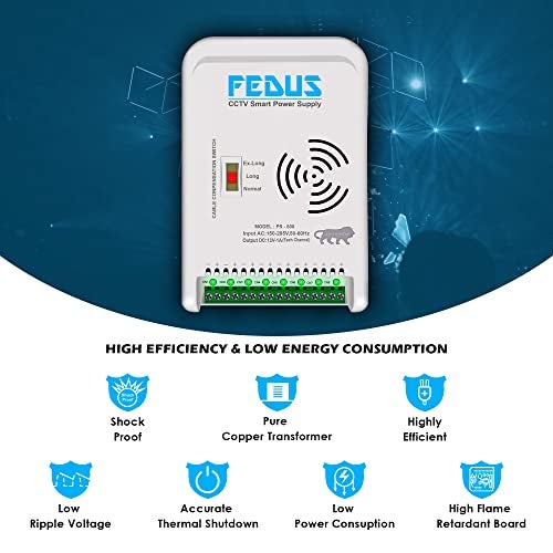 FEDUS 8 Channel SMPS for CCTV, Power Supply Adapter up to CCTV Security Cameras SMPS, Video Surveillance Camera System, Dome, Bullet - Image 3