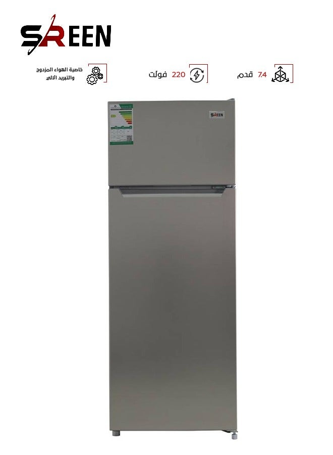 SREEN Double Door Refrigerator 7.4 Feet 211 L SRTM274DF Silver - Image 1