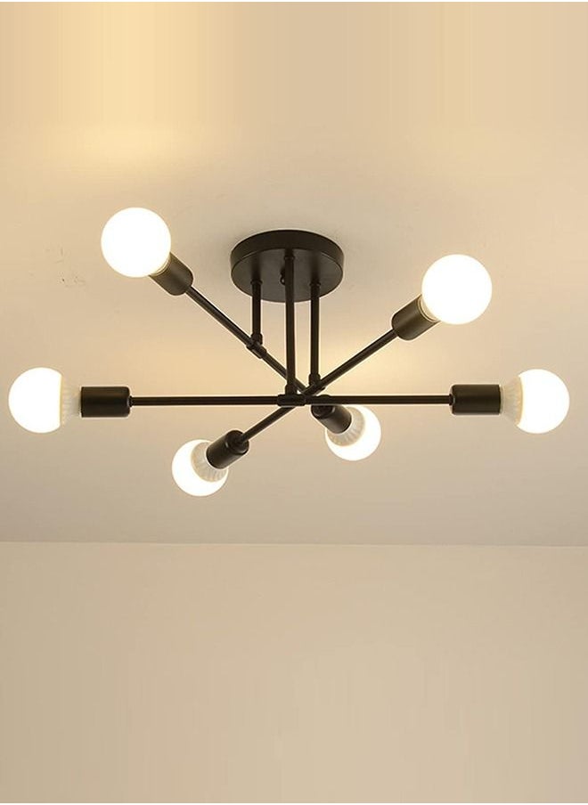 Haikomin 6 Head Modern LED Chandelier Lighting Ceiling Lamp for Bedroom Living Room, Black, without Bulbs  - Image 1